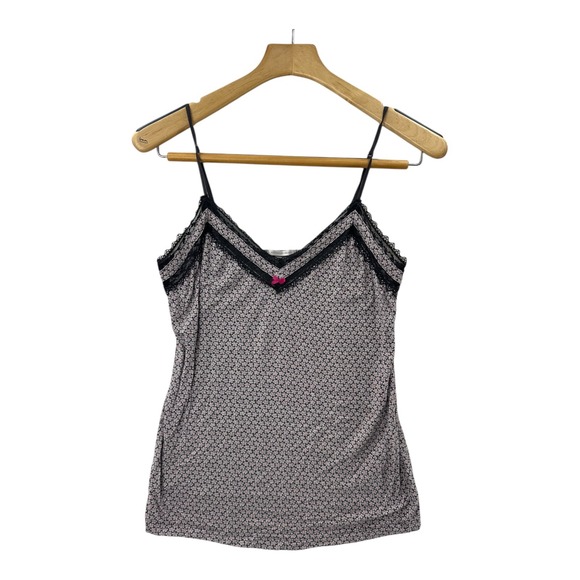 Victoria's Secret Tops - Victoria's Secret Floral Lace Trim Camisole Tank Top M/M Pink Black White